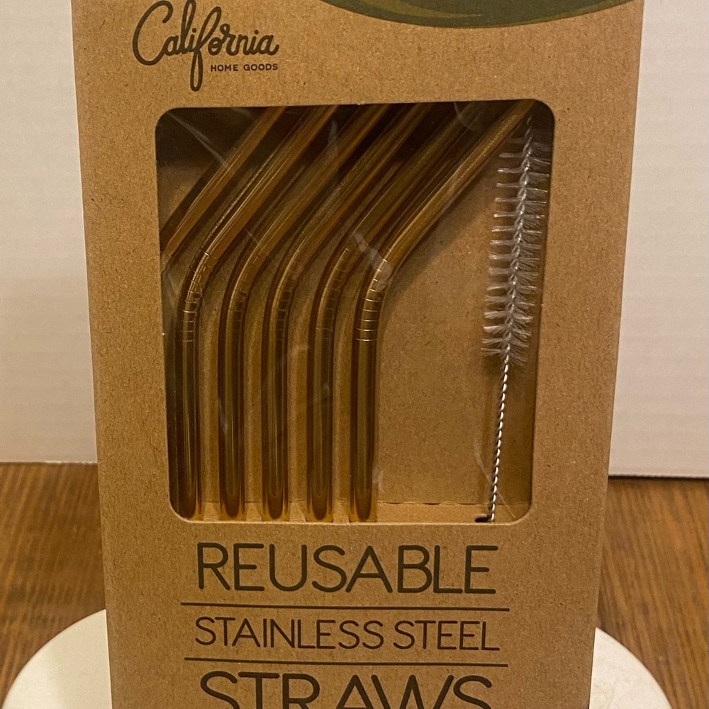 Reusable Stainless Steel Straws - Gold